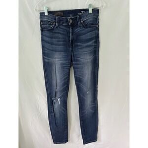 J.‎ Crew Lookout High Rise Skinny Jeans Dark Wash Distressed Size 27